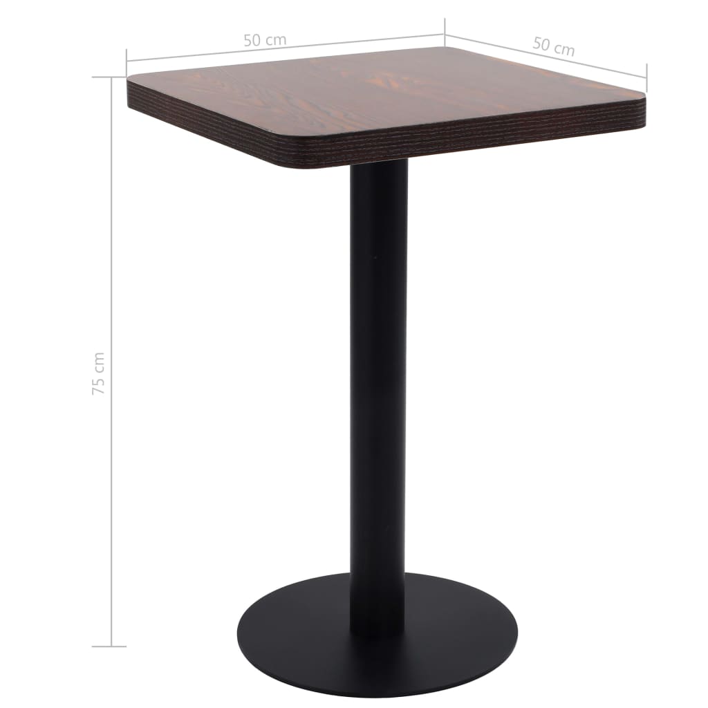 vidaXL Stolik bistro, ciemnobrązowy, 50x50 cm, MDF
