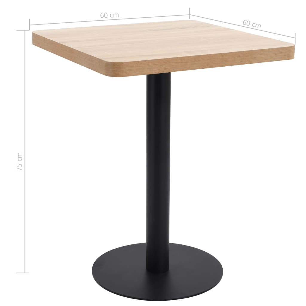 vidaXL Stolik bistro, jasnobrązowy, 60x60 cm, MDF