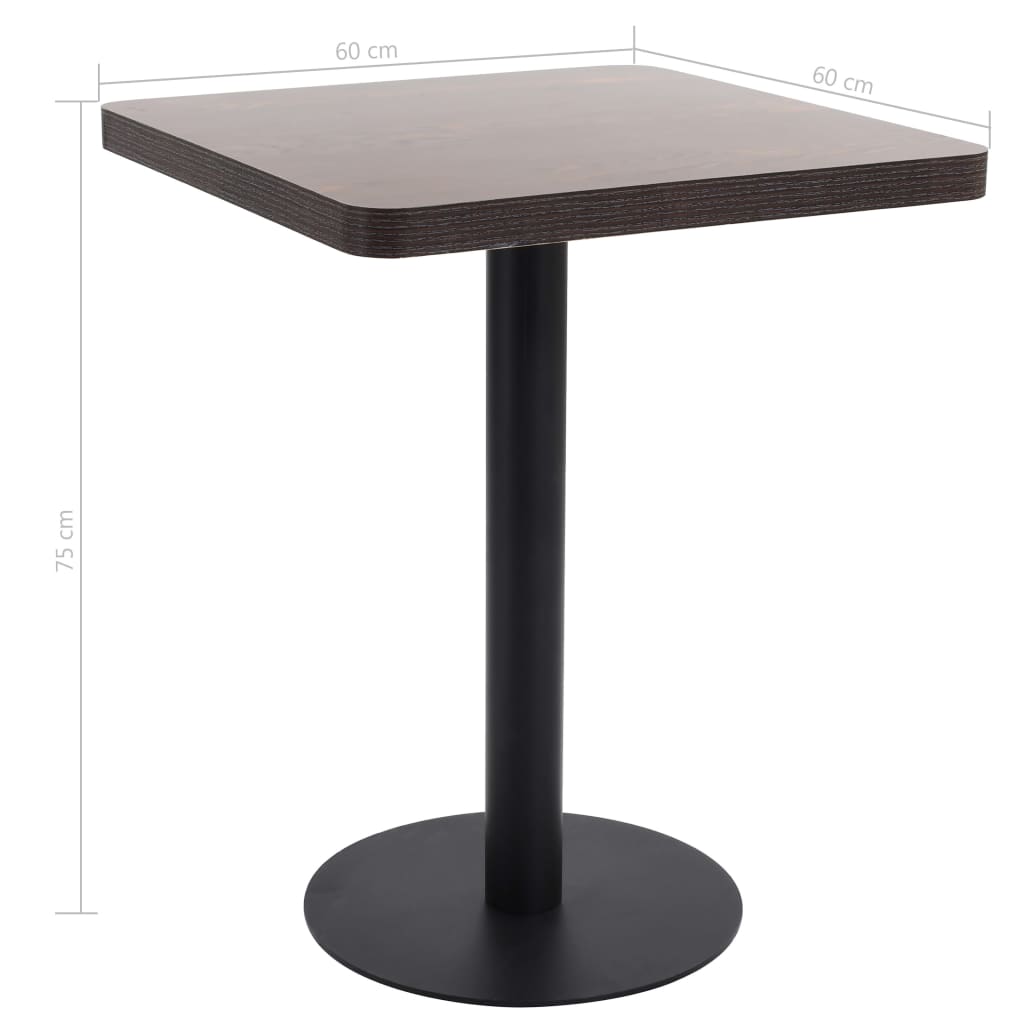 vidaXL Stolik bistro, ciemnobrązowy, 60x60 cm, MDF