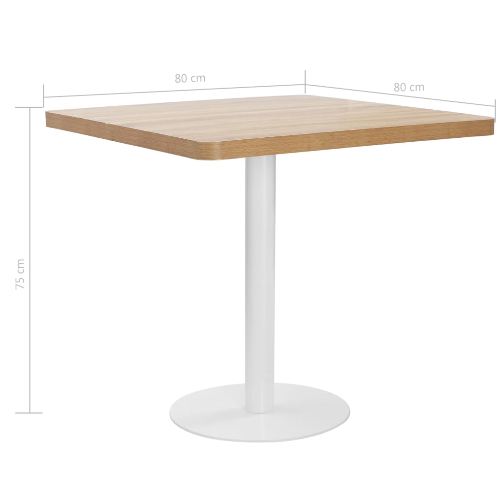 vidaXL Stolik bistro, jasnobrązowy, 80 x 80 cm, MDF
