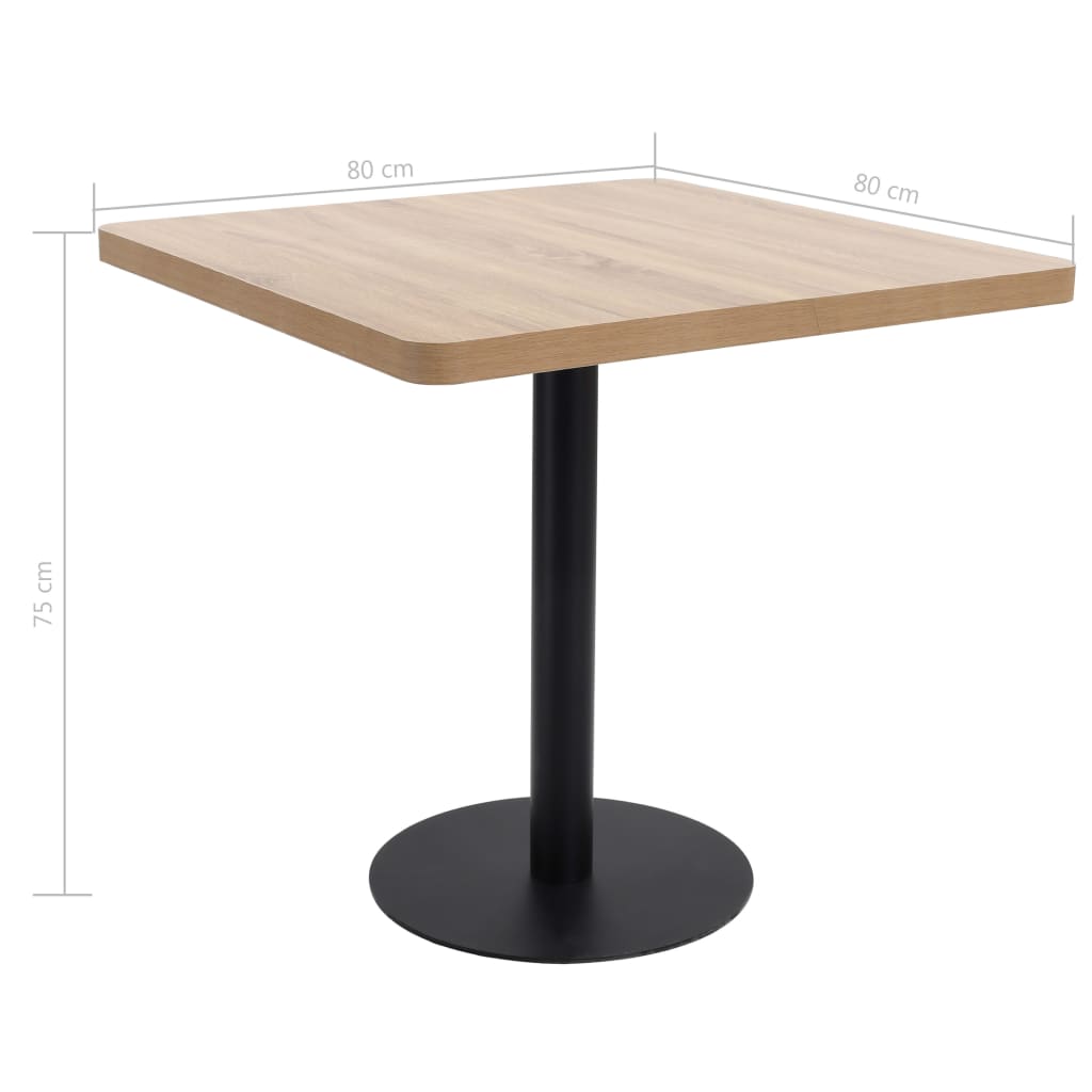 vidaXL Stolik bistro, jasnobrązowy, 80 x 80 cm, MDF