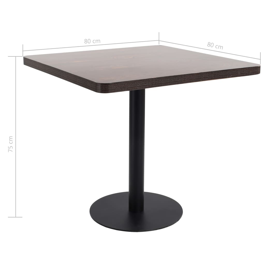 vidaXL Stolik bistro, ciemnobrązowy, 80x80 cm, MDF