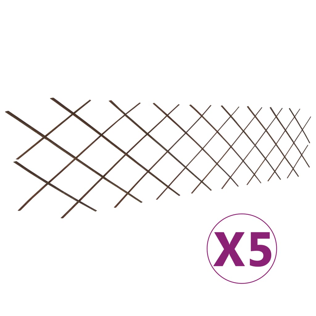 vidaXL Płot kratka z wierzby, 5 szt., 180 x 60 cm