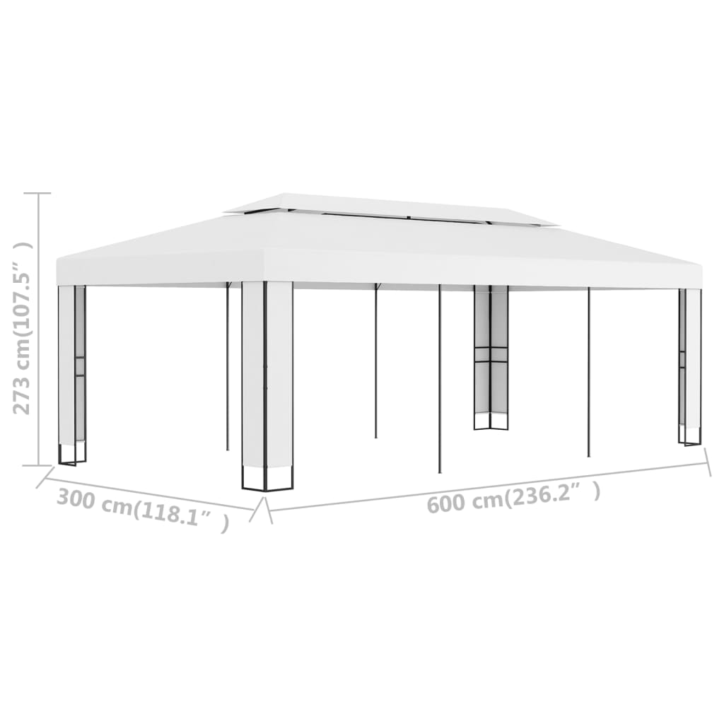 vidaXL Altana z podwójnym dachem, 3x6 m, biała
