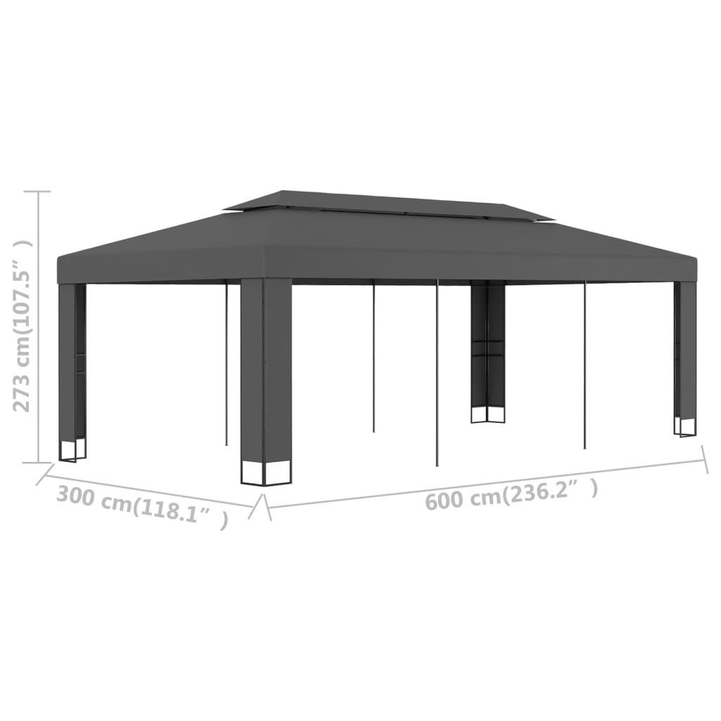 vidaXL Altana z podwójnym dachem, 3x6 m, antracytowa