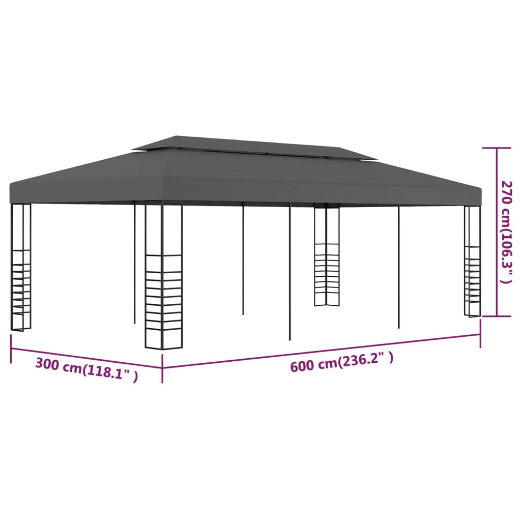 vidaXL Altana, 3 x 6 m, antracytowa
