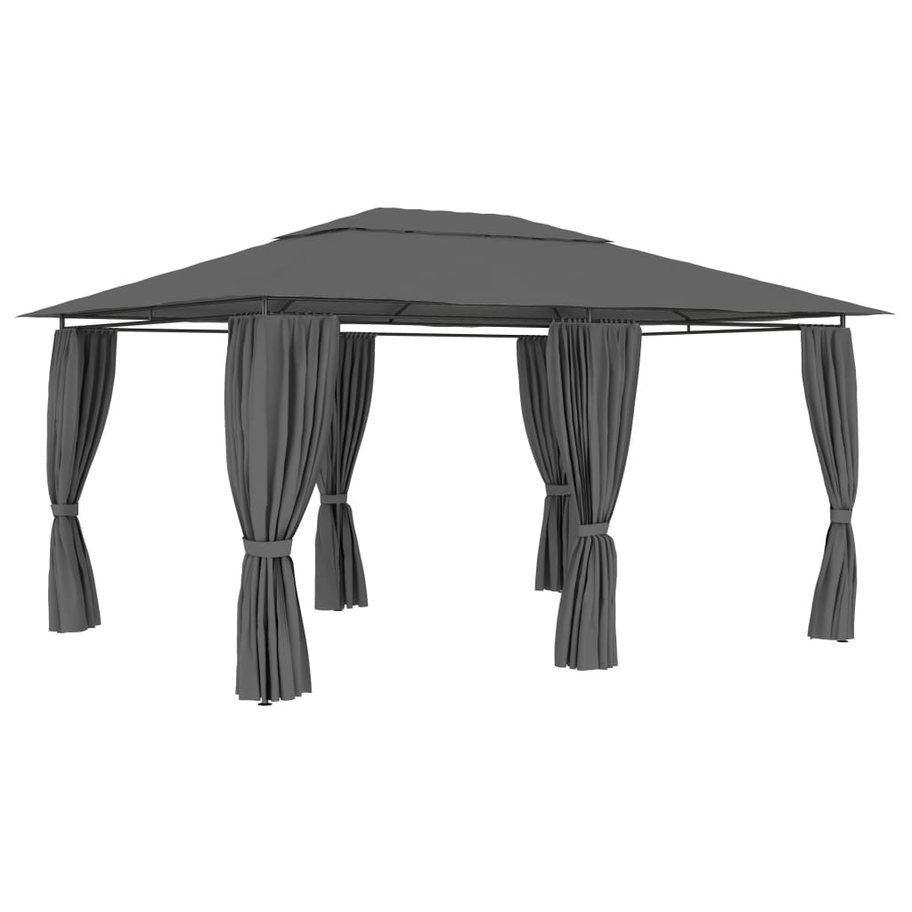 vidaXL Namiot ogrodowy z zasłonami, 4 x 3 m, antracytowy