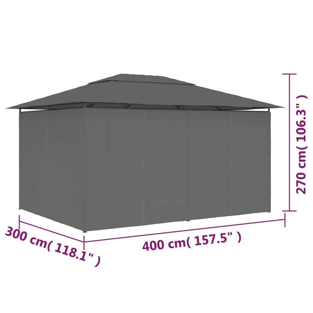 vidaXL Namiot ogrodowy z zasłonami, 4 x 3 m, antracytowy