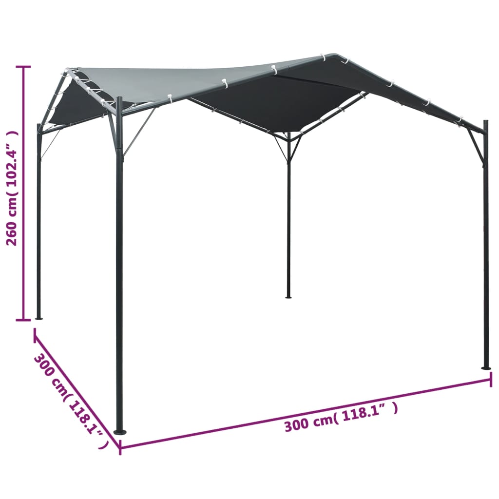 vidaXL Altana/namiot ogrodowy, 3x3 m, stal, antracytowy