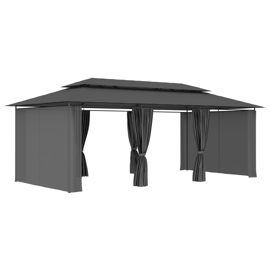 vidaXL Altana z zasłonami, 600x298x270 cm, antracytowa