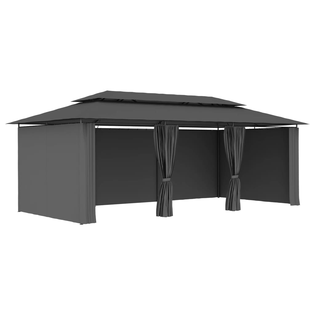 vidaXL Altana z zasłonami, 600x298x270 cm, antracytowa