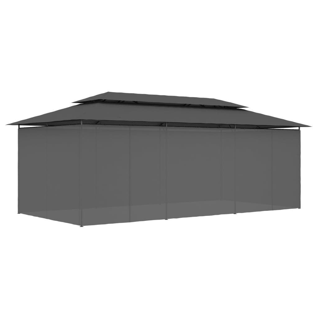 vidaXL Altana z zasłonami, 600x298x270 cm, antracytowa