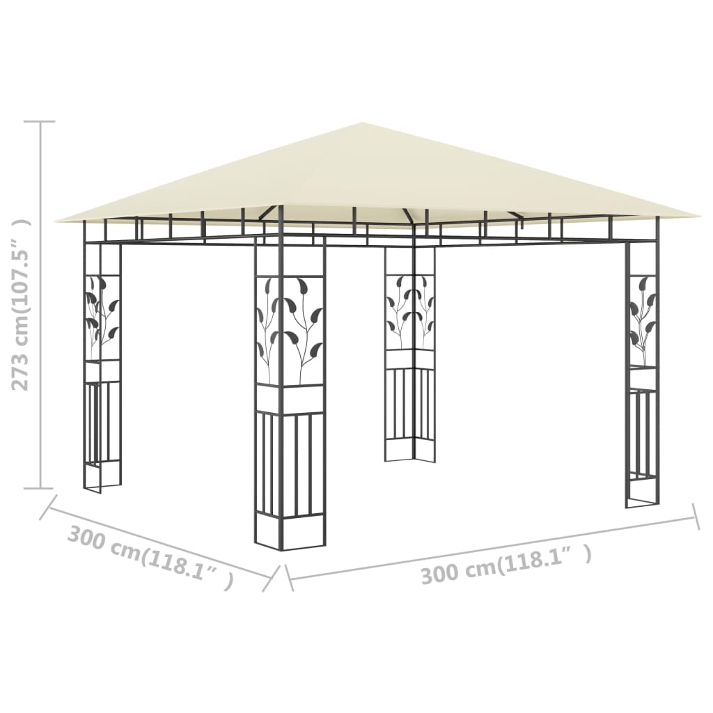 vidaXL Altana ogrodowa z moskitierą, 3x3x2,73 m, kremowa, 180 g/m²