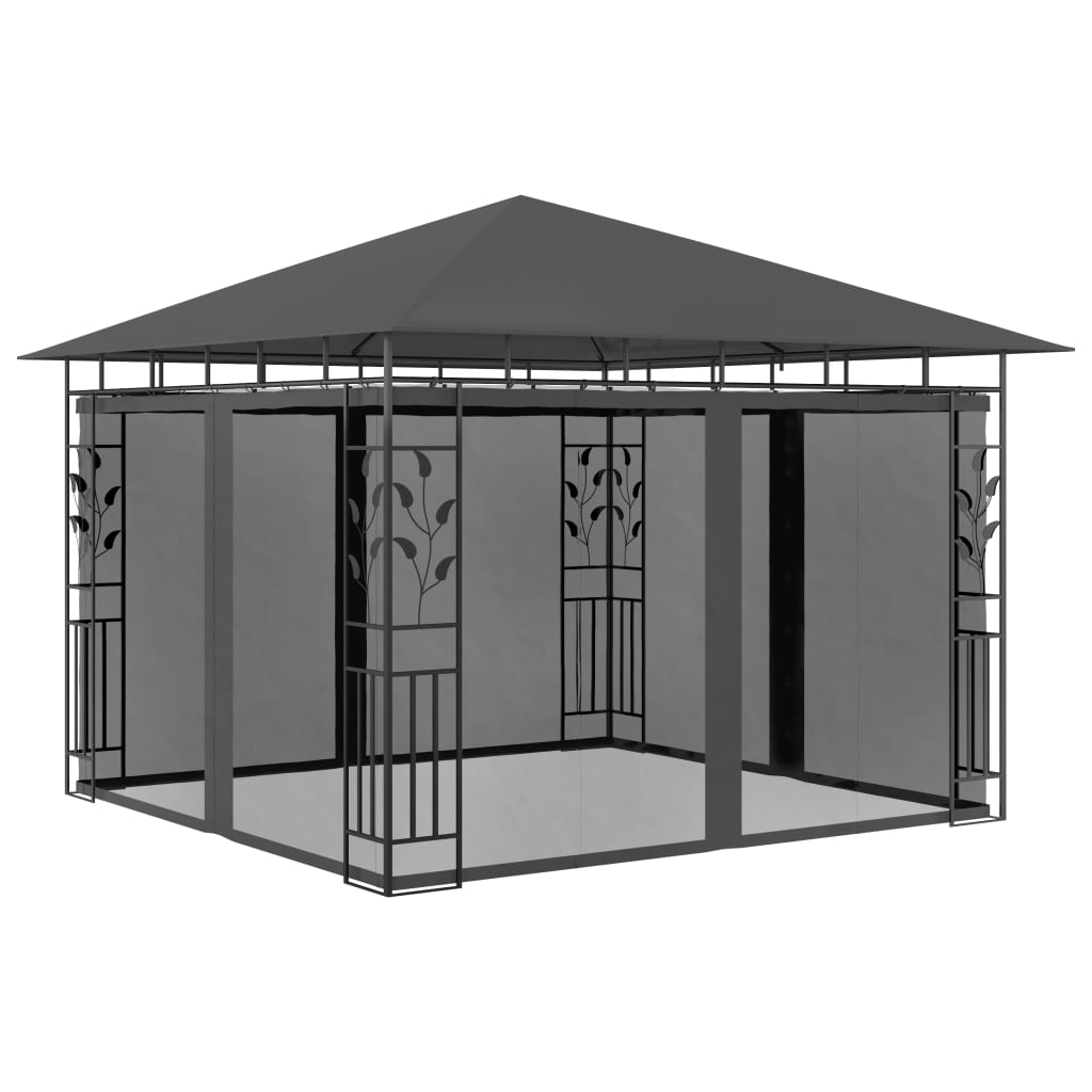 vidaXL Altana ogrodowa z moskitierą, 3x3x2,73 m, antracytowa, 180 g/m²
