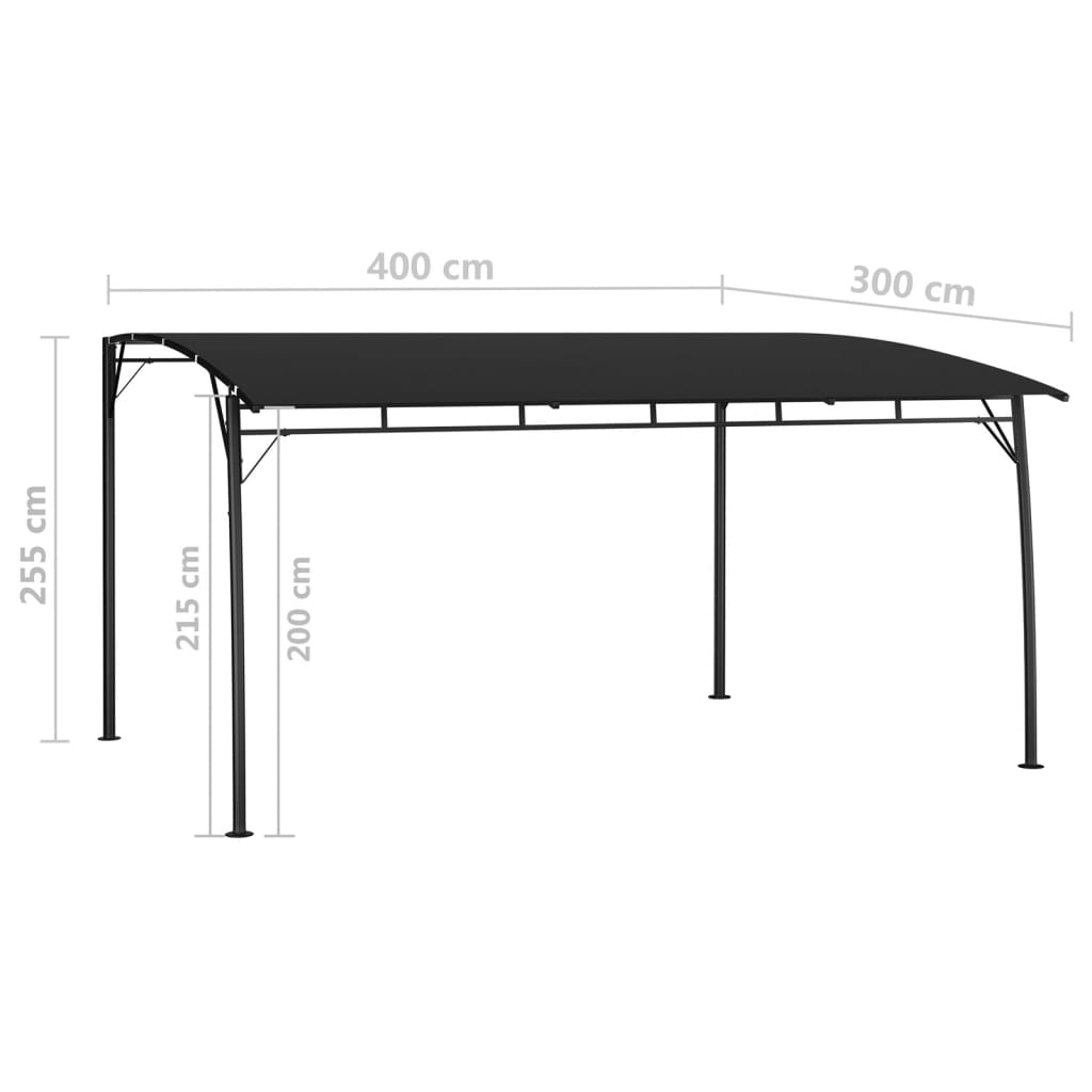 vidaXL Zadaszenie ogrodowe, 4 x 3 x 2,55 m, antracytowe
