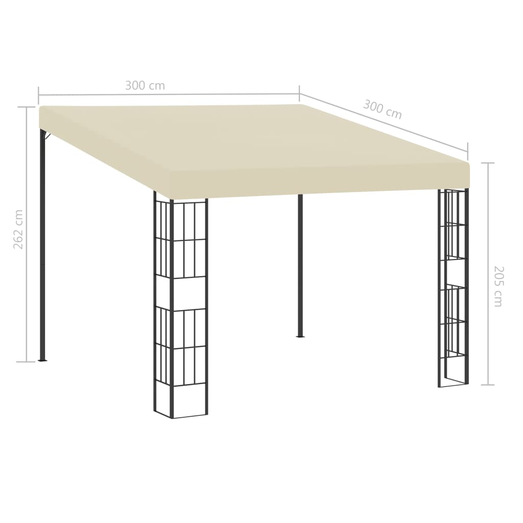 vidaXL Altana przyścienna, 3x3 m, kremowa, tkanina