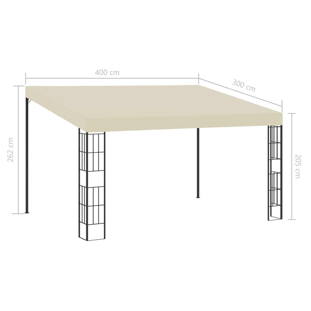 vidaXL Altana przyścienna, 3x4 m, kremowa, tkanina