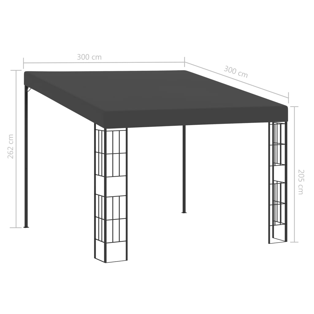 vidaXL Altana przyścienna, 3x3 m, antracytowa, tkanina