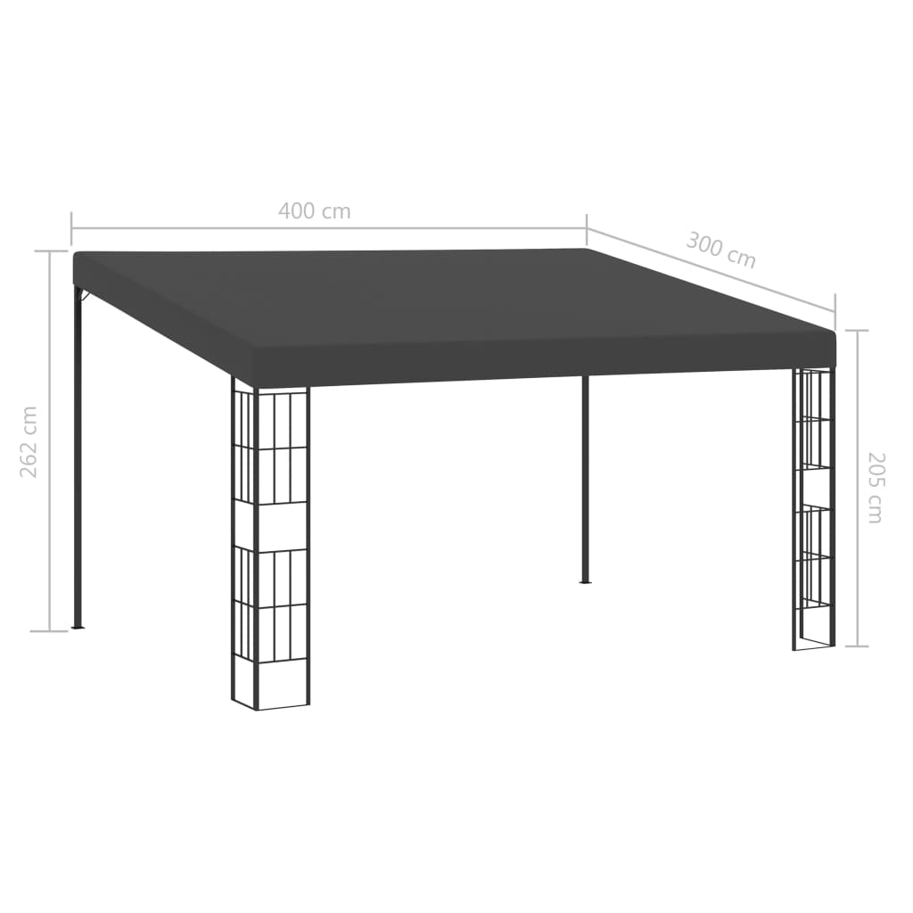 vidaXL Altana przyścienna, 3x4 m, antracytowa, tkanina