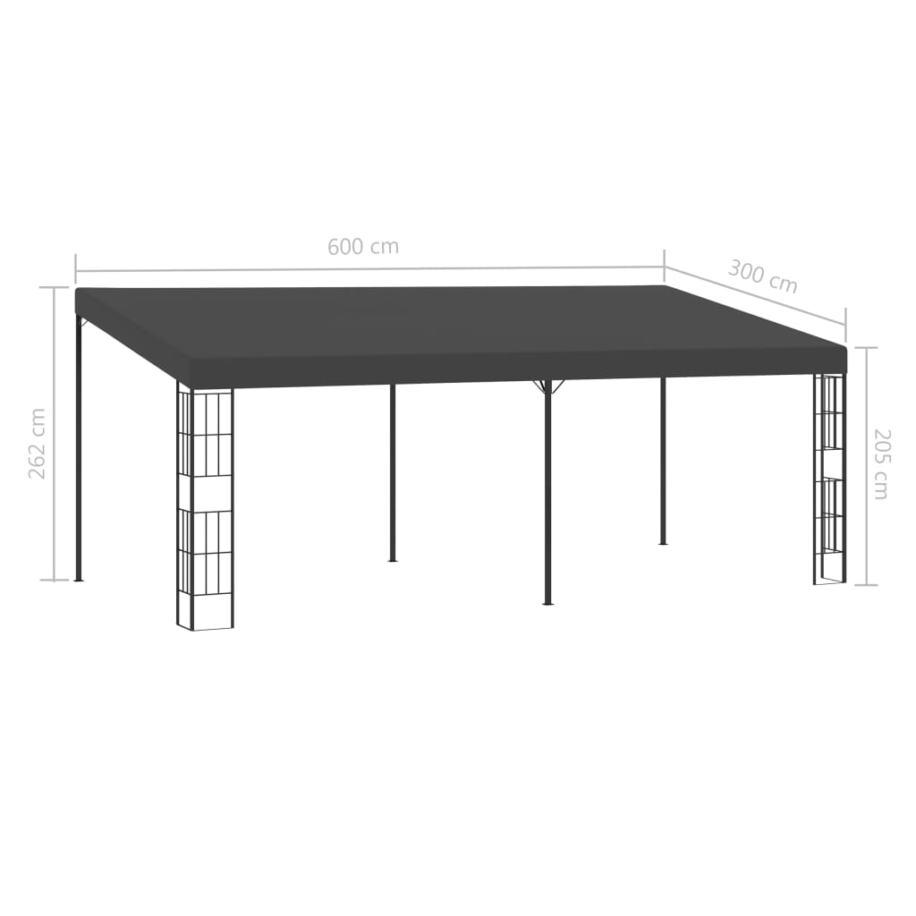 vidaXL Altana przyścienna, 3x6 m, antracytowa, tkanina