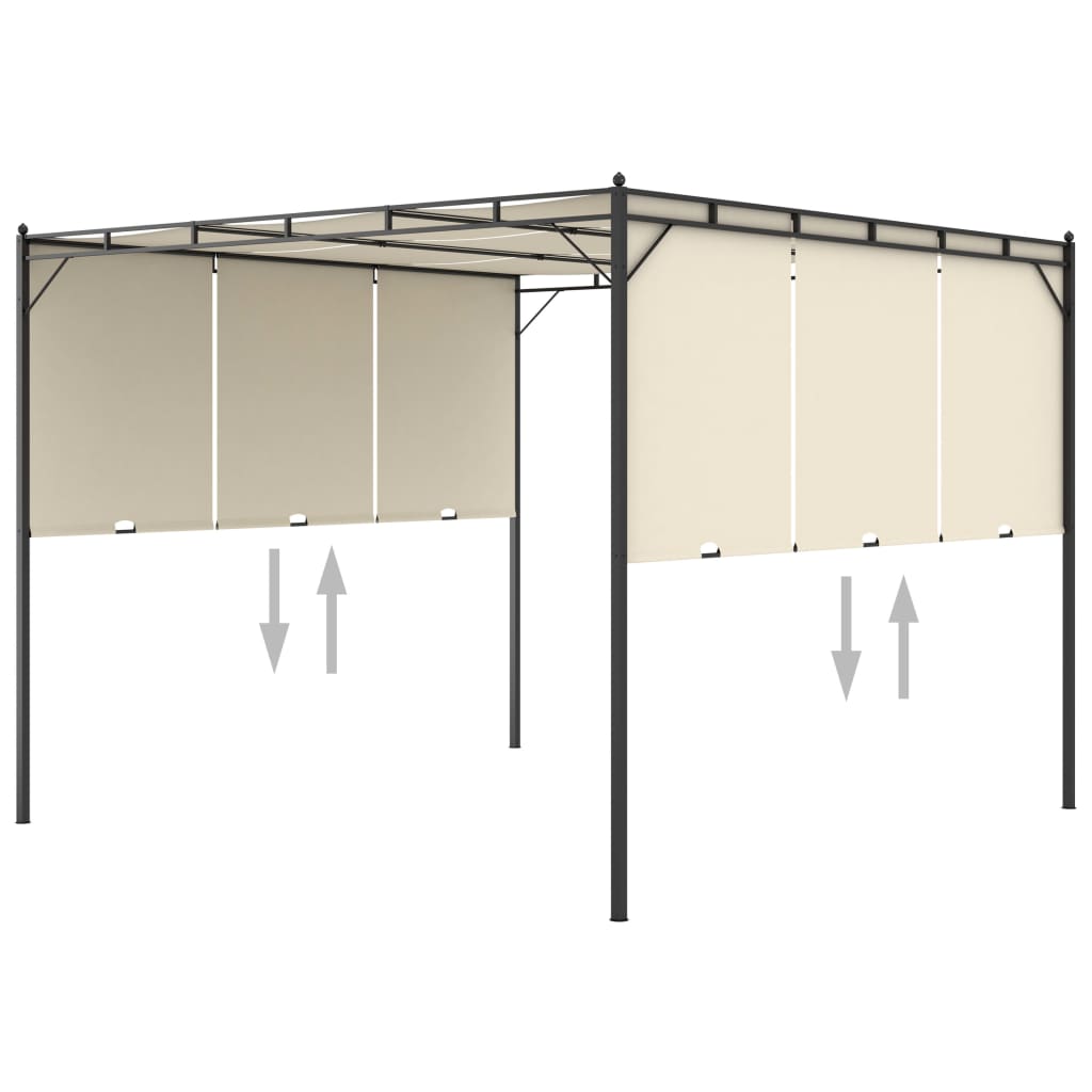 vidaXL Altana ogrodowa z zasłoną boczną, 3 x 3 x 2,25 m, kremowa