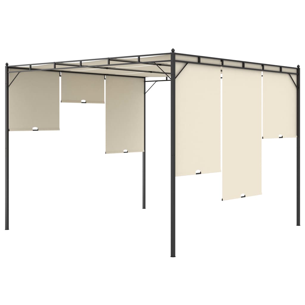 vidaXL Altana ogrodowa z zasłoną boczną, 3 x 3 x 2,25 m, kremowa