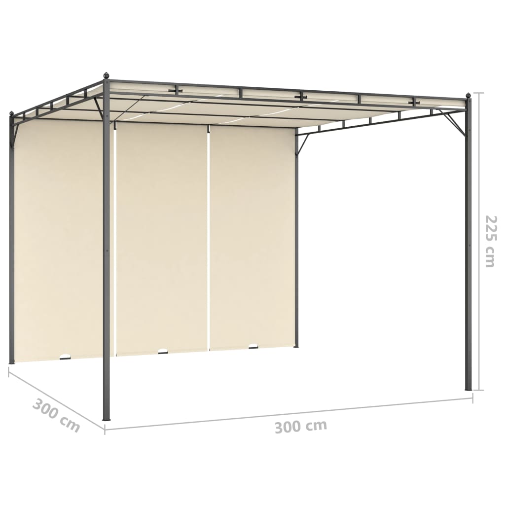 vidaXL Altana ogrodowa z zasłoną boczną, 3 x 3 x 2,25 m, kremowa