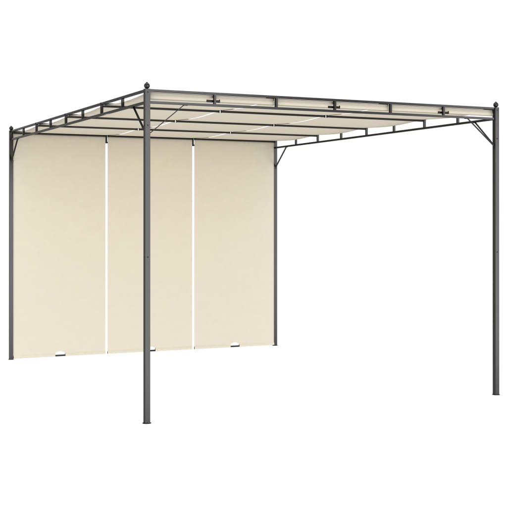 vidaXL Altana ogrodowa z zasłoną boczną, 4 x 3 x 2,25 m, kremowa