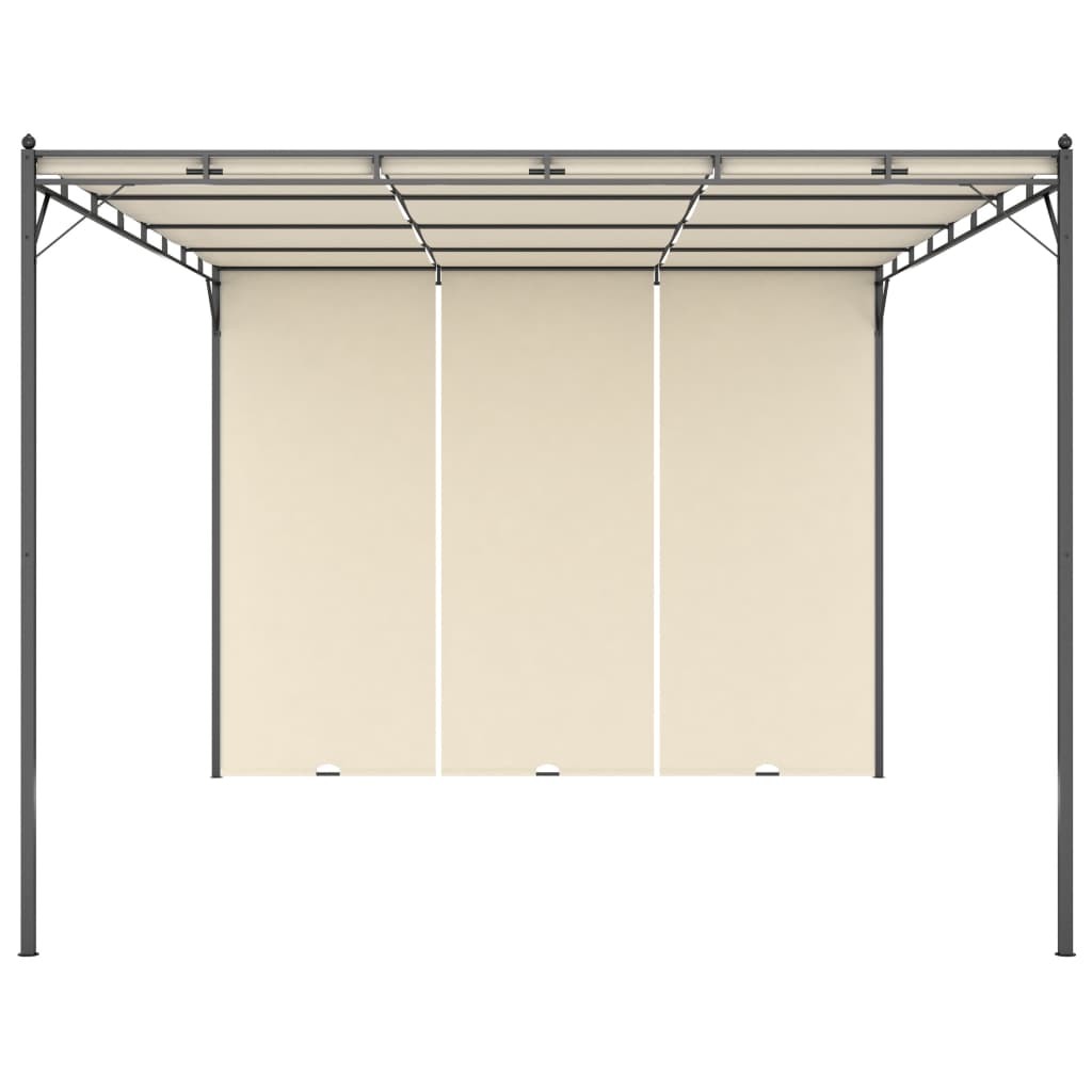 vidaXL Altana ogrodowa z zasłoną boczną, 4 x 3 x 2,25 m, kremowa