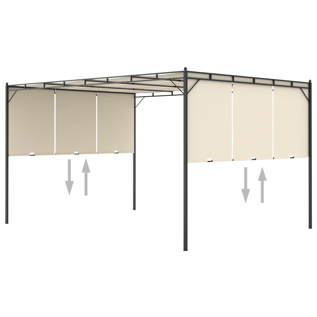 vidaXL Altana ogrodowa z zasłoną boczną, 4 x 3 x 2,25 m, kremowa