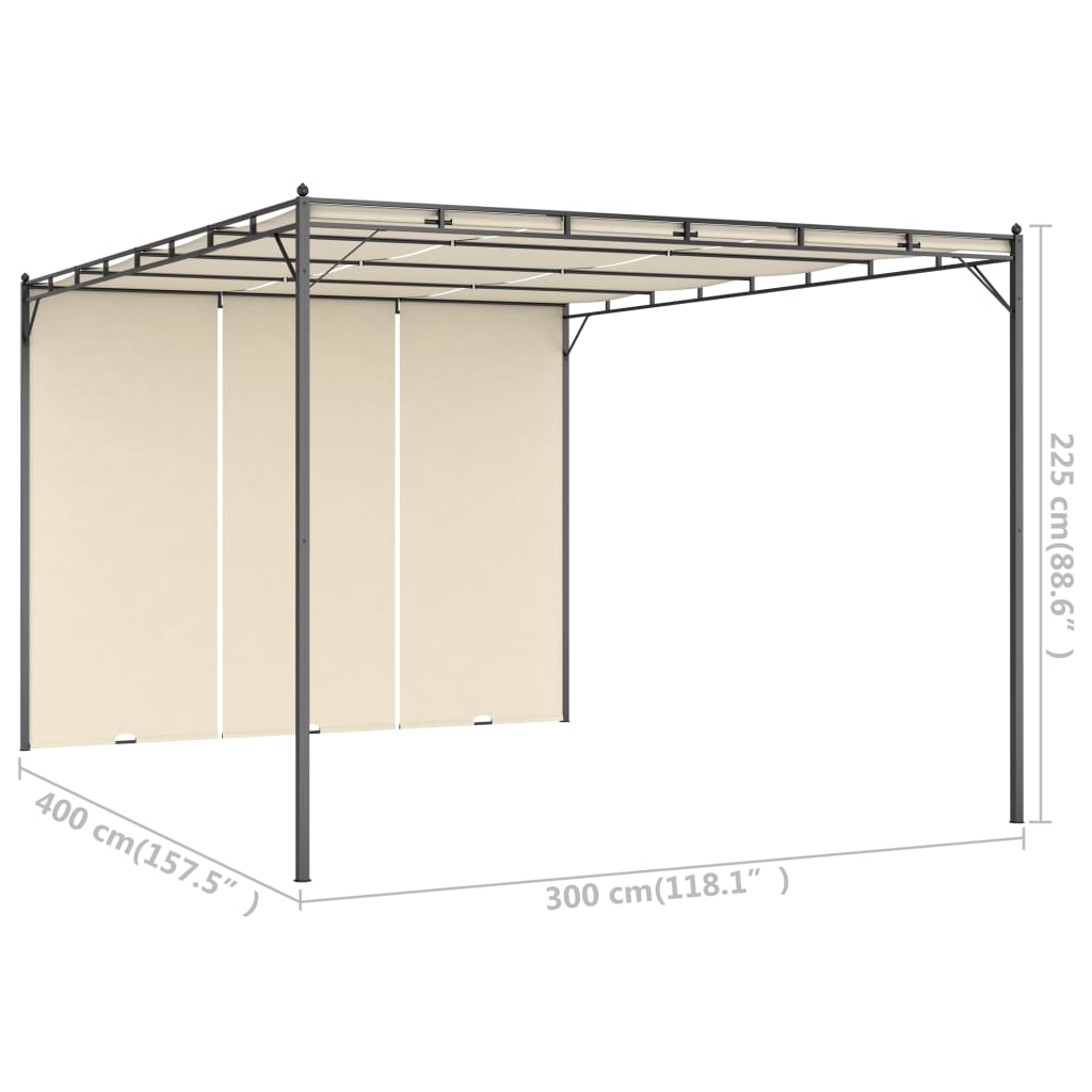 vidaXL Altana ogrodowa z zasłoną boczną, 4 x 3 x 2,25 m, kremowa