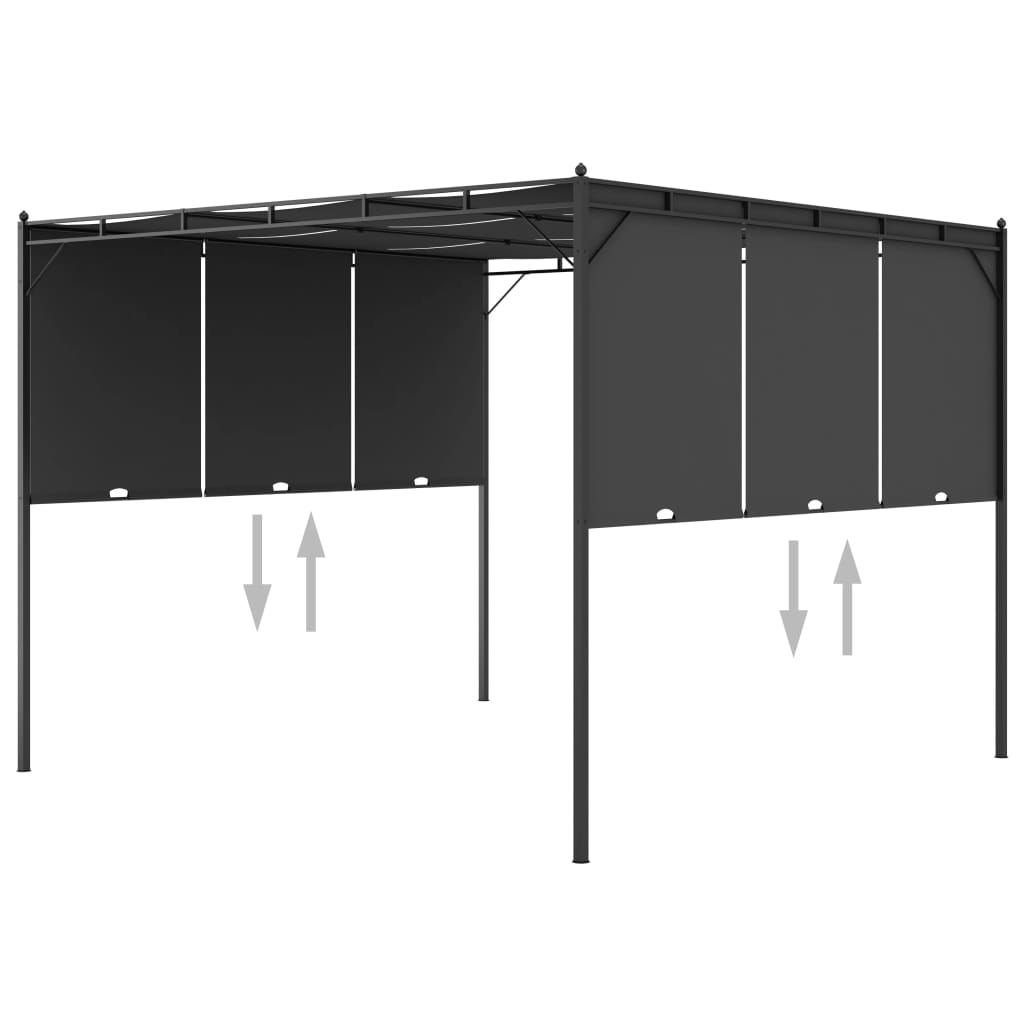 vidaXL Altana ogrodowa z zasłoną boczną, 3 x 3 x 2,25 m, antracytowa