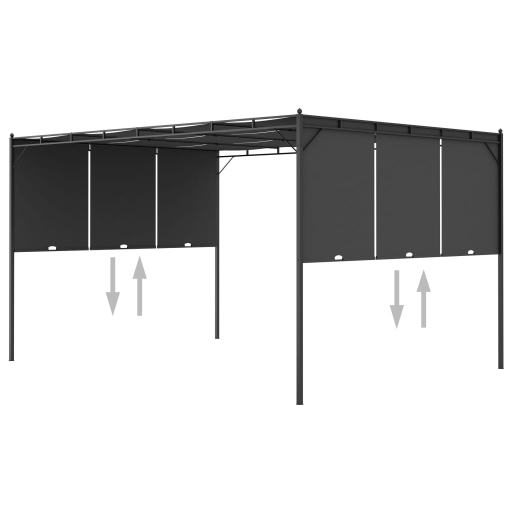 vidaXL Altana ogrodowa z zasłoną boczną, 4 x 3 x 2,25 m, antracytowa