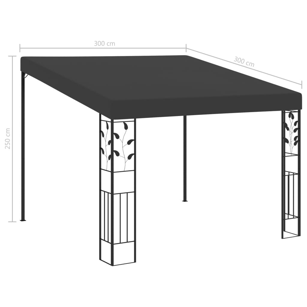 vidaXL Altana przyścienna, 3 x 3 x 2,5 m, antracytowa