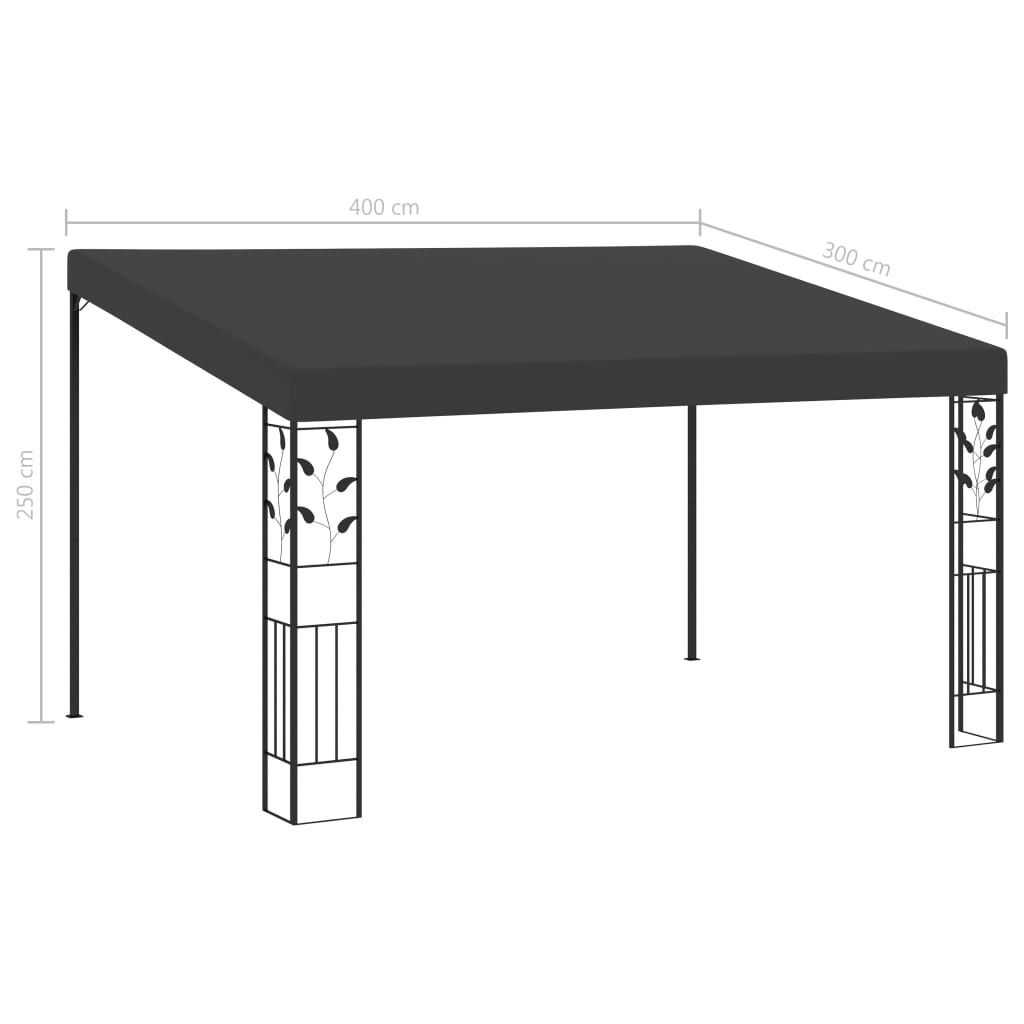vidaXL Altana przyścienna, 4 x 3 x 2,5 m, antracytowa