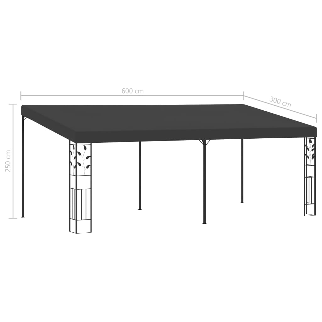 vidaXL Altana przyścienna, 6 x 3 x 2,5 m, antracytowa