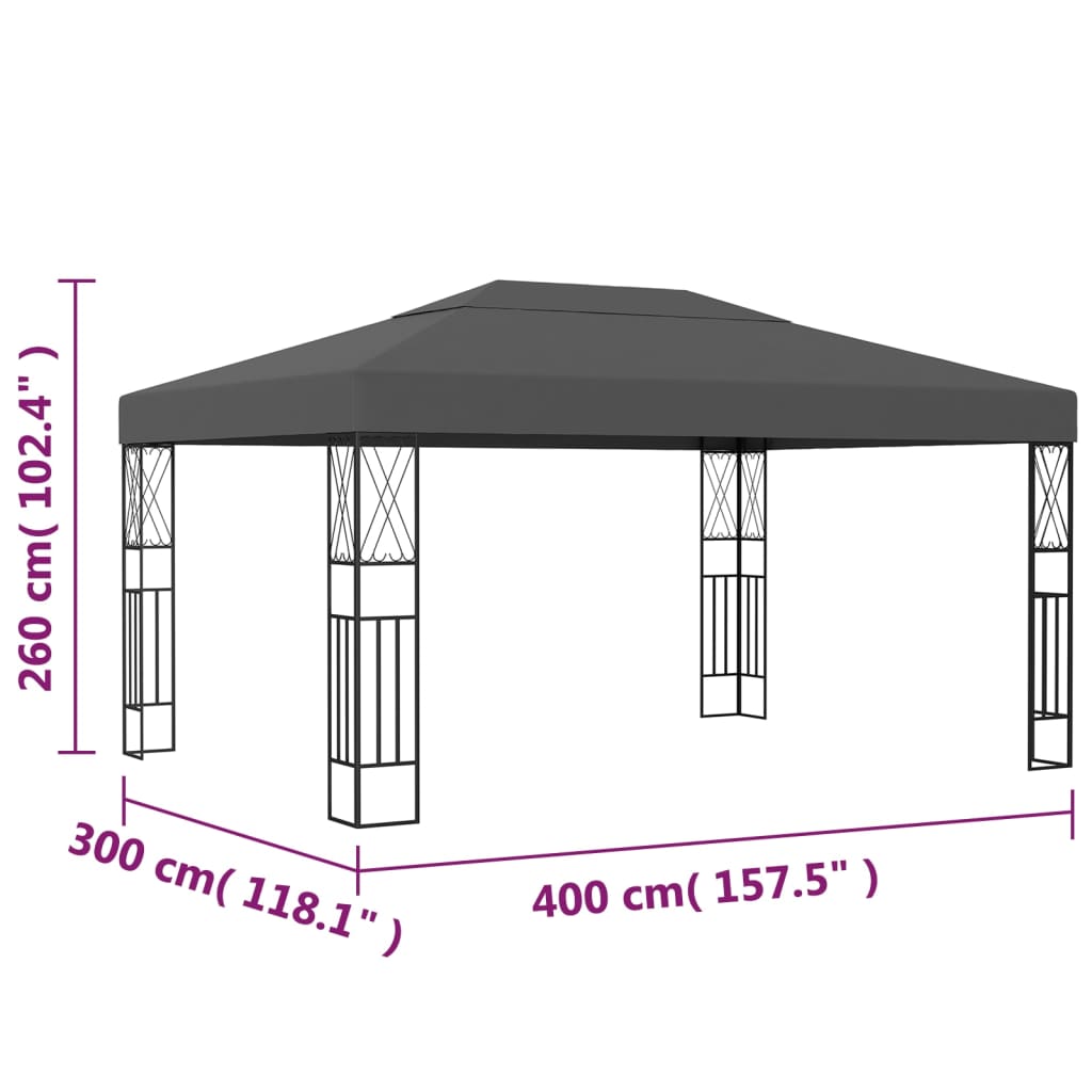 vidaXL Altana 3x4 m, antracytowa, tkanina