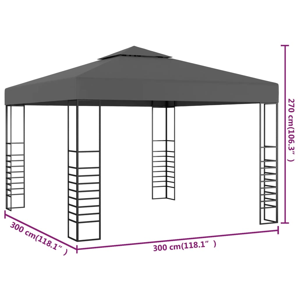 vidaXL Namiot ogrodowy, 3 x 3 m, antracytowy
