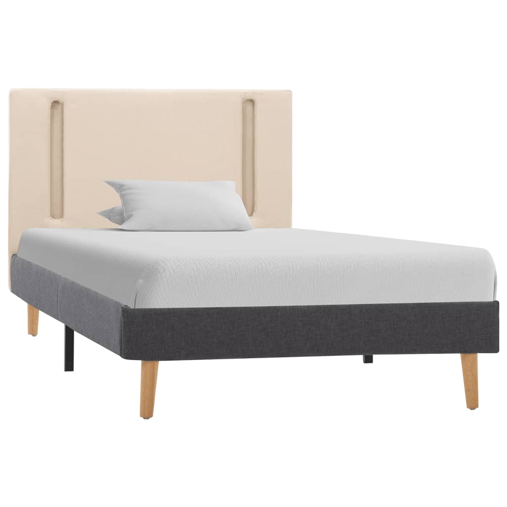 vidaXL Rama łóżka z LED, kremowo-ciemnoszara, tkanina, 100 x 200 cm