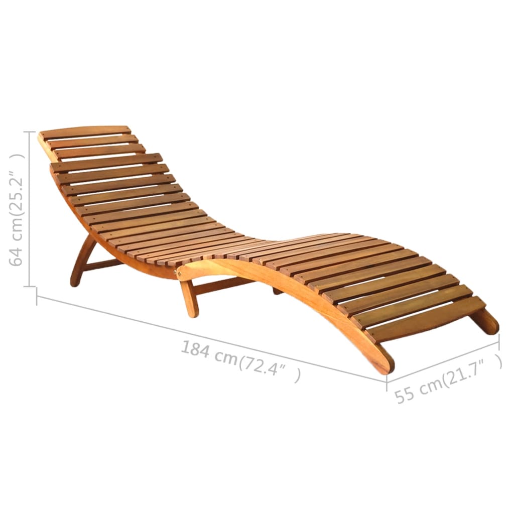 vidaXL | Leżak | 1-osoba brązowy 55 x 184 x 64cm Lite Drewno Akacji