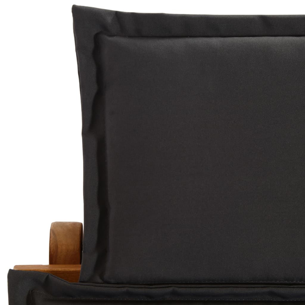 vidaXL | Leżak | z poduszką ciemnoszary 55 x 184 x 64cm Lite Drewno Akacji