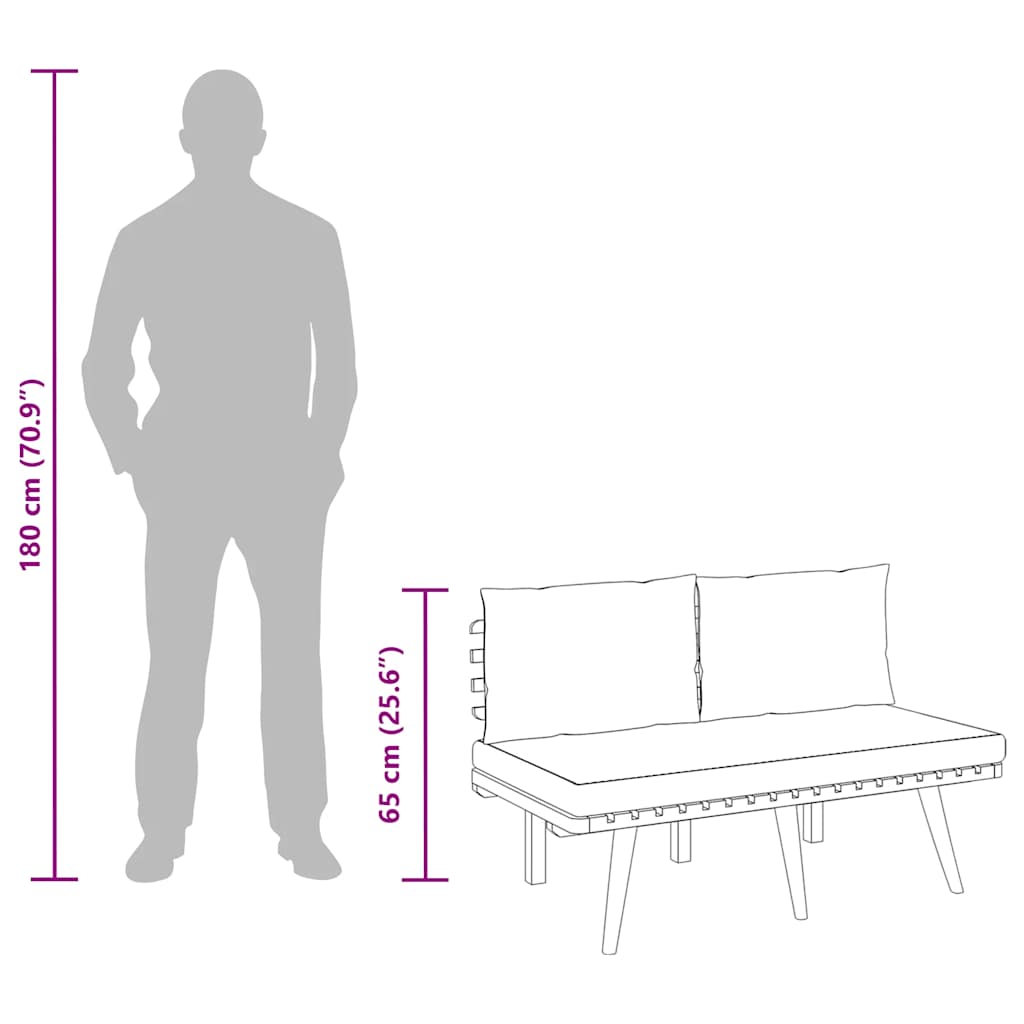 vidaXL Ławka ogrodowa z poduszkami, 115 cm, lite drewno akacjowe