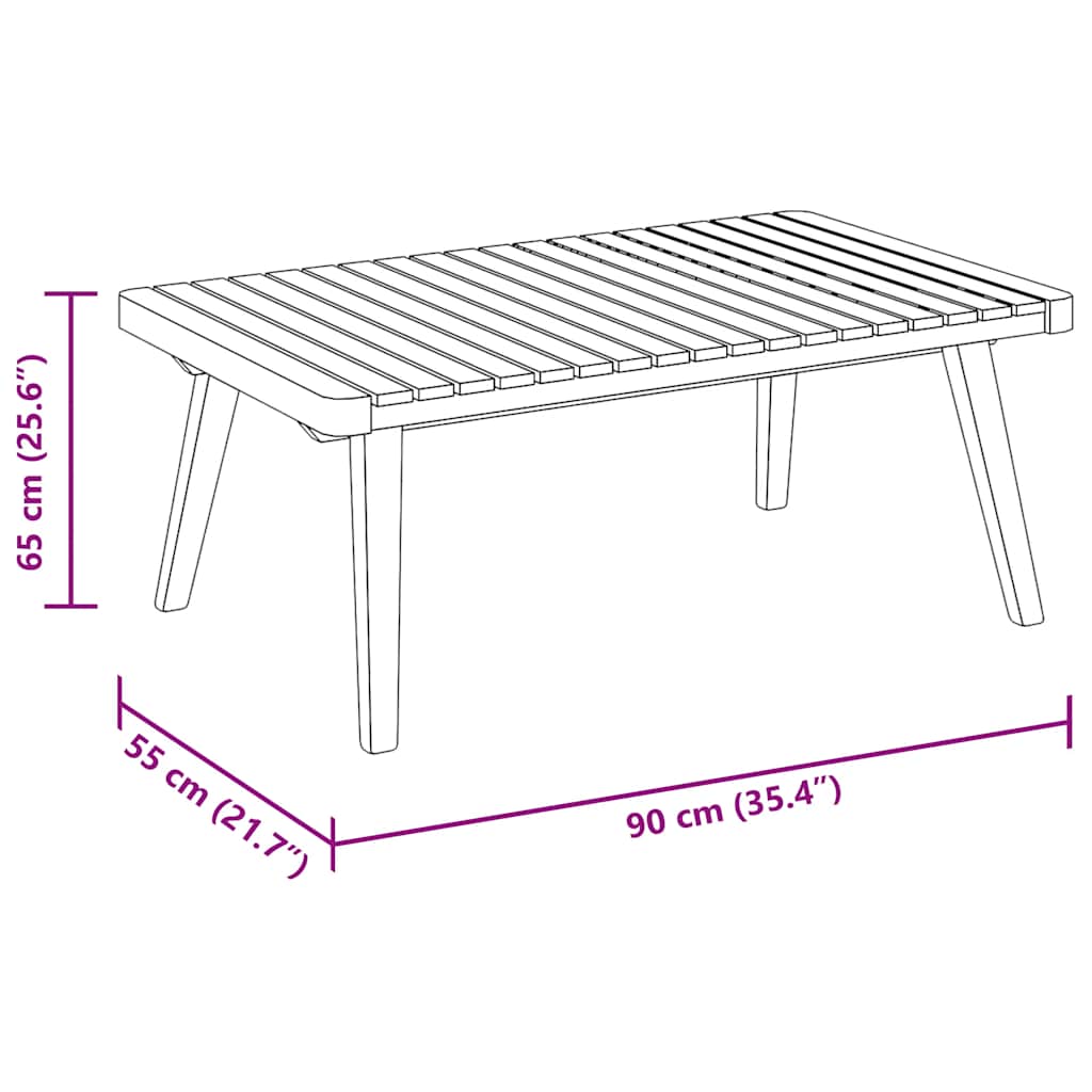 vidaXL Ogrodowy stolik kawowy, 90x55x35 cm, lite drewno akacjowe
