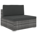 vidaXL Środkowa sofa z poduszką, polirattan, szara