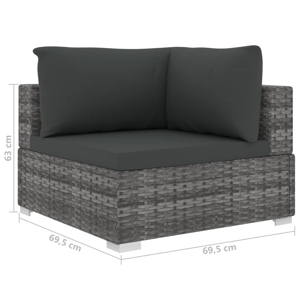 vidaXL 10-cz. ogrodowy zestaw wypoczynkowy, poduszki, rattan PE, szary