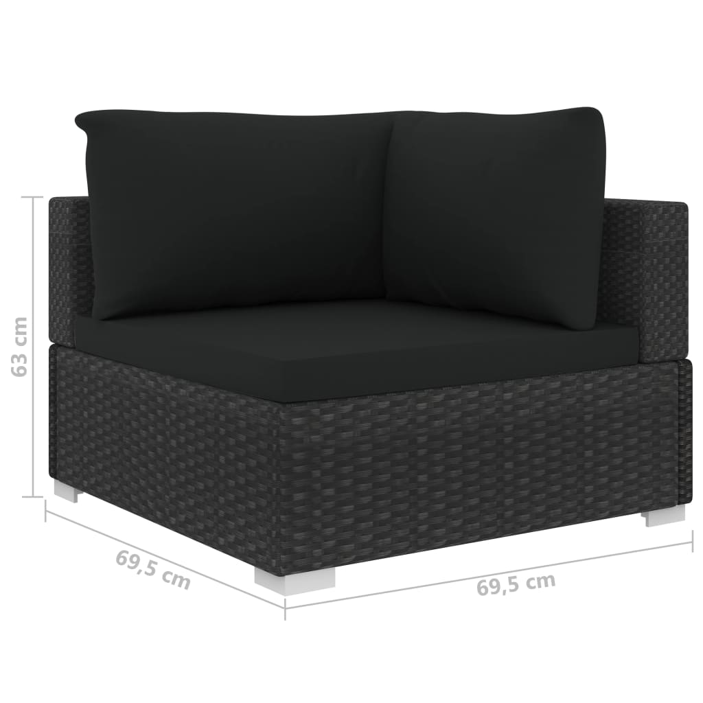 vidaXL 10-cz. zestaw mebli do ogrodu, poduszki, rattan PE, czarny
