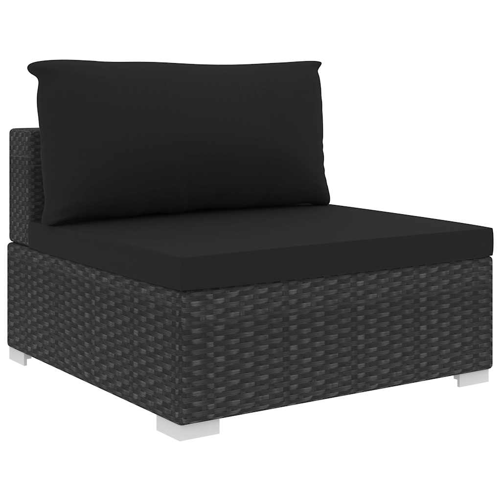 vidaXL 8-cz. zestaw wypoczynkowy do ogrodu, poduszki, rattan PE czarny