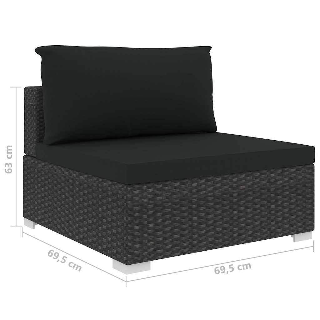 vidaXL 8-cz. zestaw wypoczynkowy do ogrodu, poduszki, rattan PE czarny