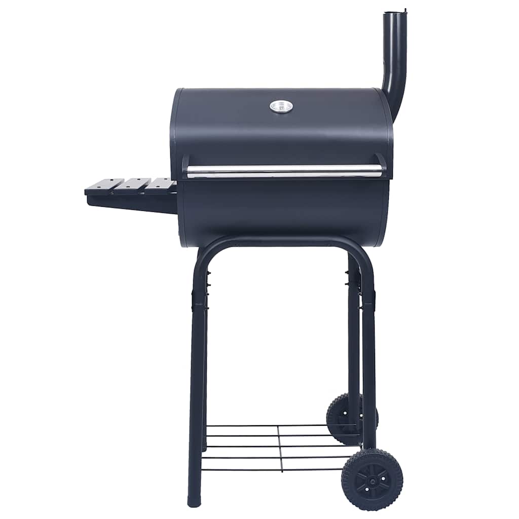 vidaXL Grill ogrodowy z wędzarnią i dolną półką, czarny