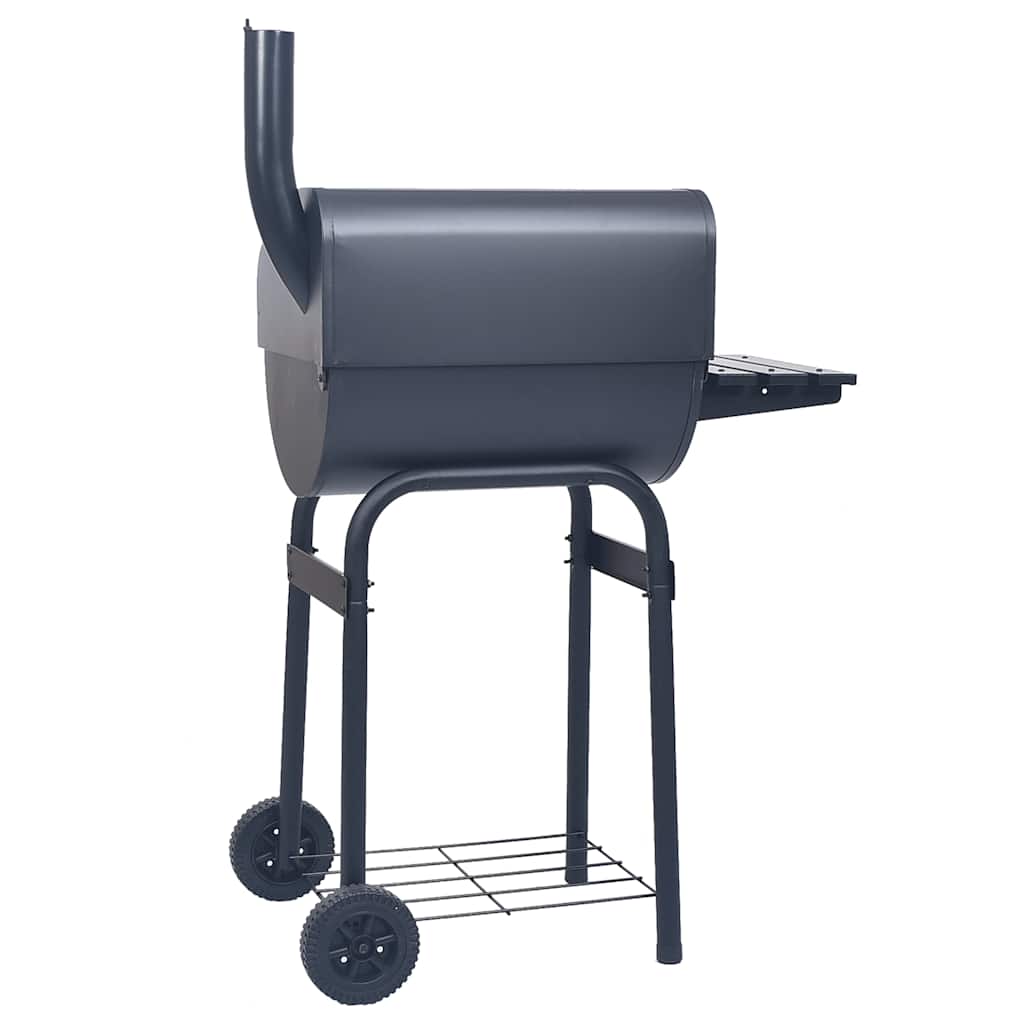 vidaXL Grill ogrodowy z wędzarnią i dolną półką, czarny